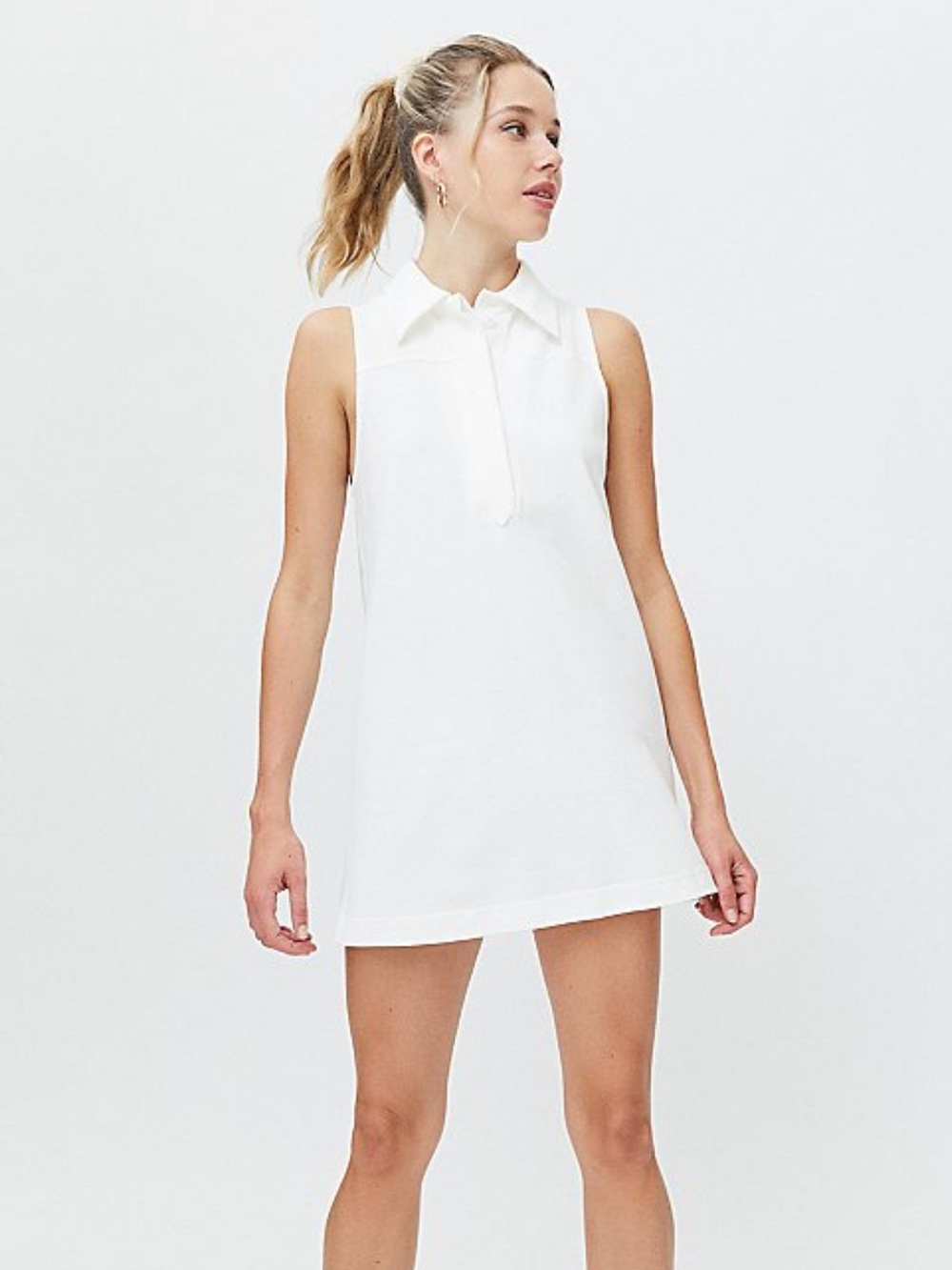 Urban Outfitters White Sleeveless Polo Shift Dress